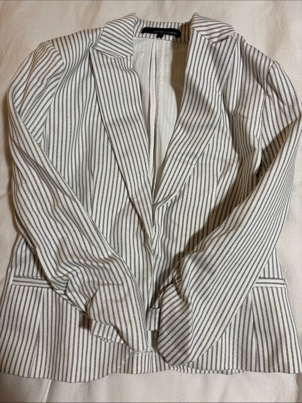 Amanda & Chelsea White and Gray Striped Blazer